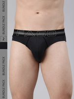 Faso Men's Cotton Contrast Rib Piping Brief (Pack of 2)