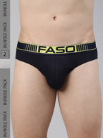 Faso Men's Cotton Neon Outer Elastic Brief (Pack of 2)