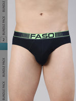 Faso Men's Cotton Neon Outer Elastic Brief (Pack of 2)