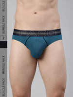 Faso Men's Cotton Contrast Rib Piping Brief (Pack of 2)