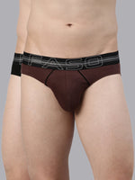 Faso Men's Cotton Contrast Rib Piping Brief (Pack of 2)