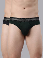 Faso Men's Cotton Contrast Rib Piping Brief (Pack of 2)