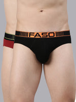 Faso Men's Cotton Neon Outer Elastic Brief (Pack of 2)