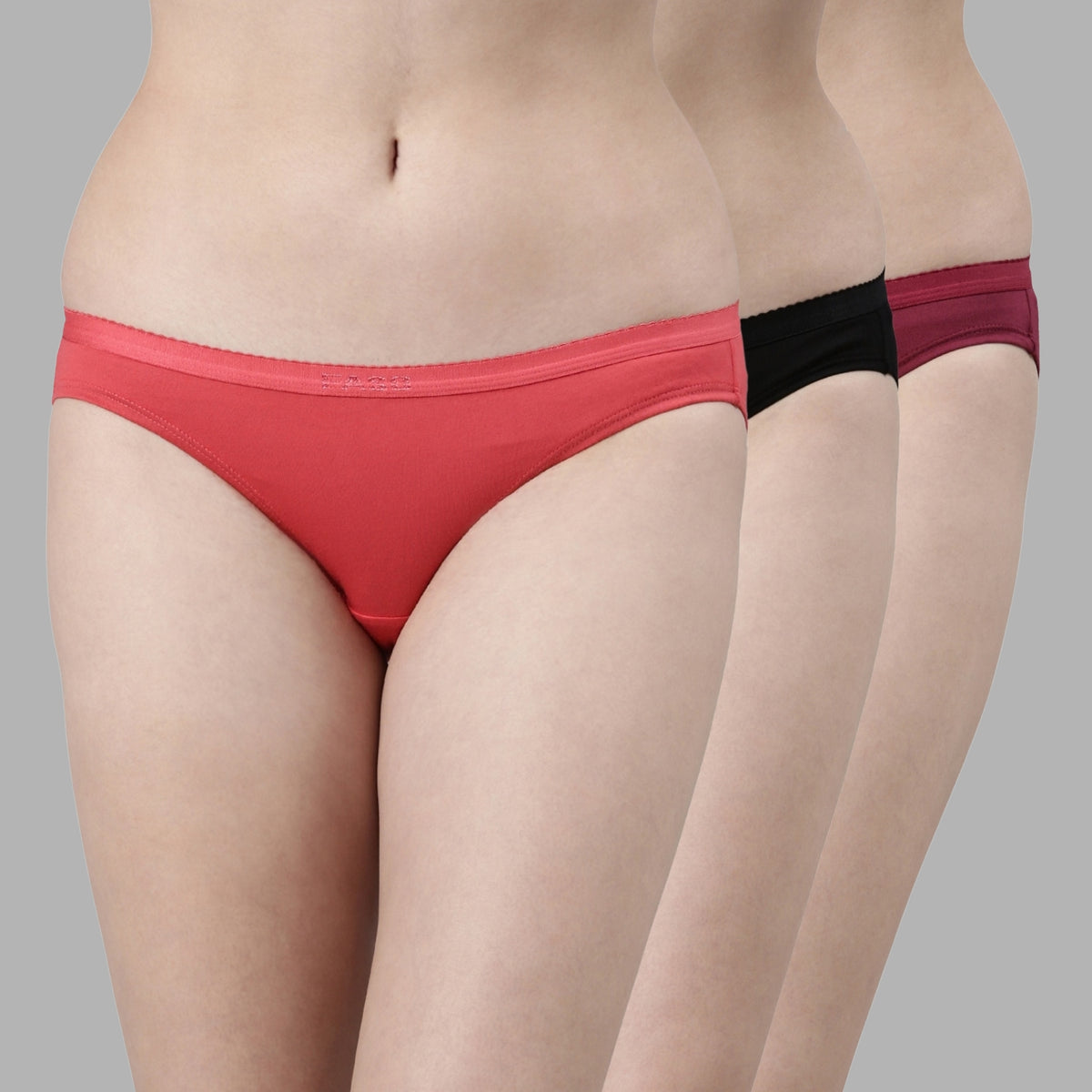 Faso Women's Cotton Outer Elastic Bikini (Pack of 3)