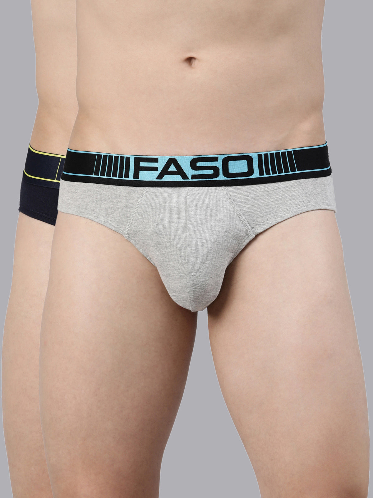 Faso Men's Cotton Neon Outer Elastic Brief (Pack of 2)