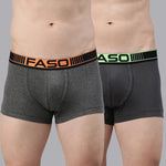 Faso Men's Cotton Neon Outer Elastic Trunk (Pack of 2)
