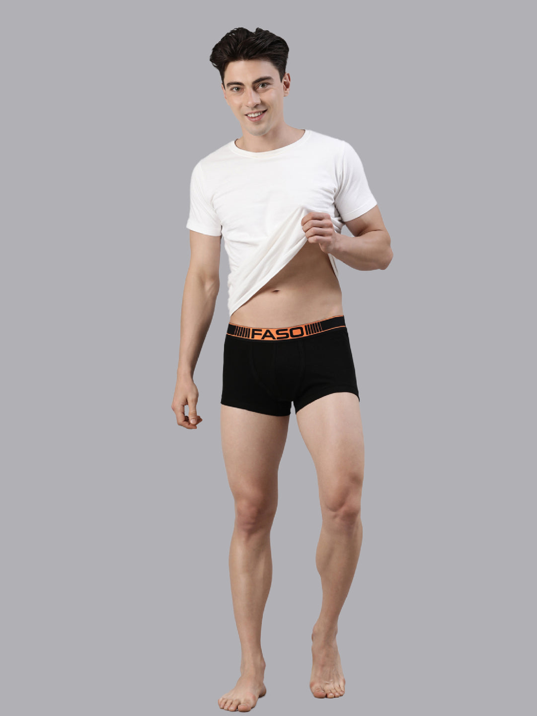 Faso Men's Cotton Neon Outer Elastic Trunk (Pack of 2)