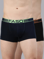 Faso Men's Cotton Neon Outer Elastic Trunk (Pack of 2)