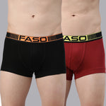 Faso Men's Cotton Neon Outer Elastic Trunk (Pack of 2)