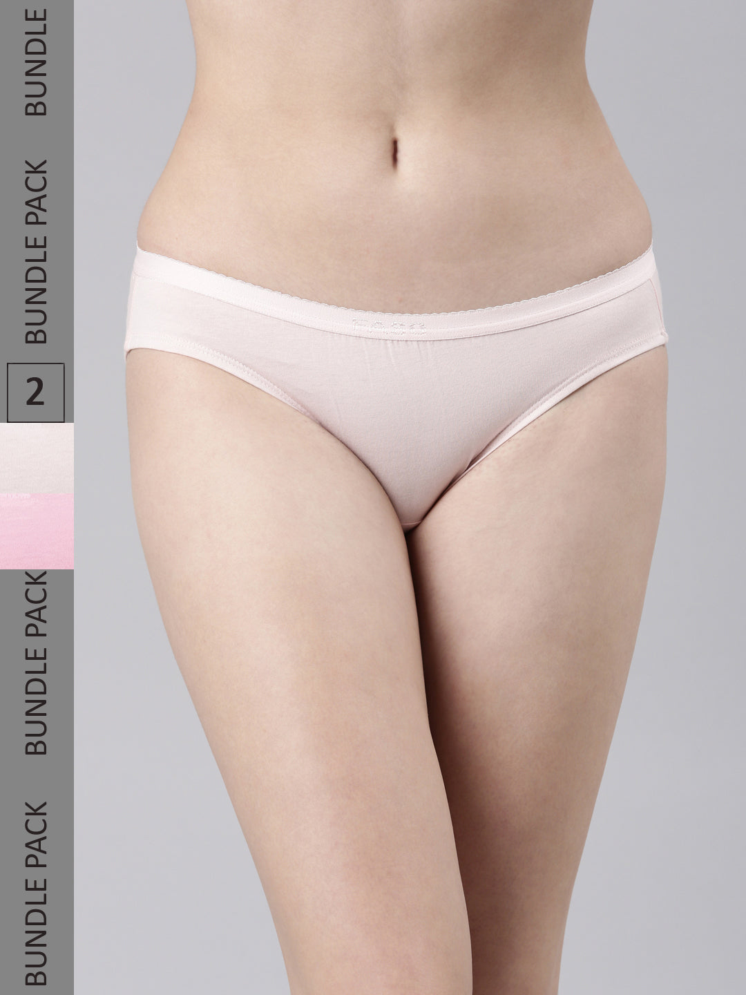 Faso Women's Cotton Outer Elastic Bikini (Pack of 2)