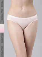 Faso Women's Cotton Outer Elastic Bikini (Pack of 2)