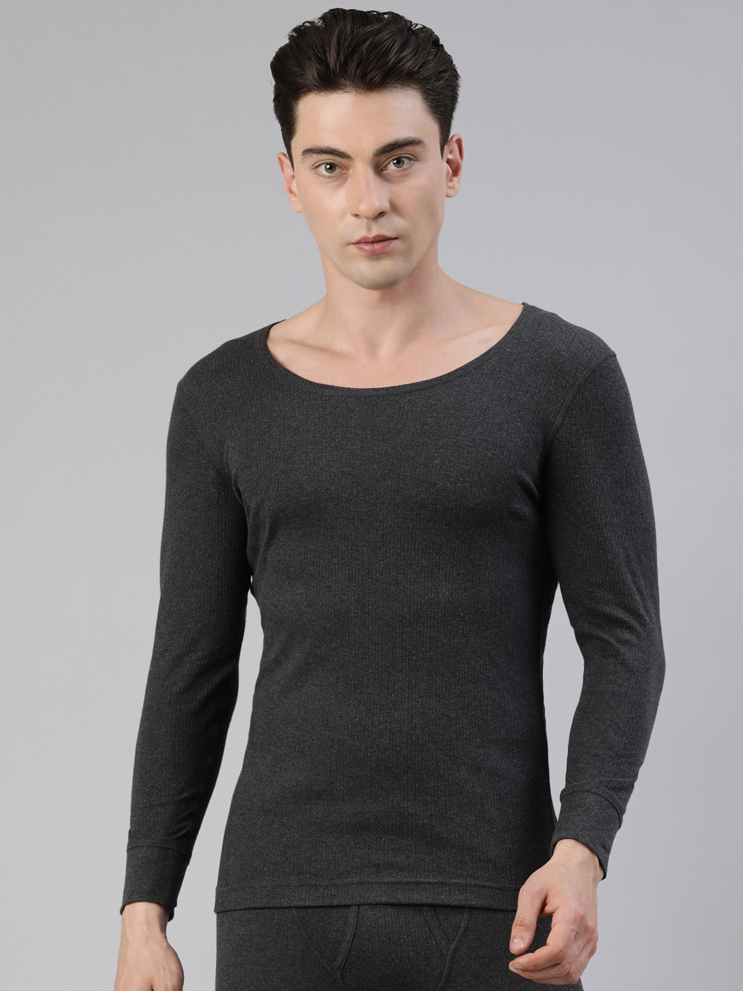 Faso Men's Round Neck Full Sleeve With Rib Thermal T-Shirt