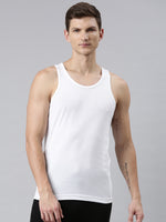 Faso Men's White Cotton Fine Comfort Vest (Pack of 2)