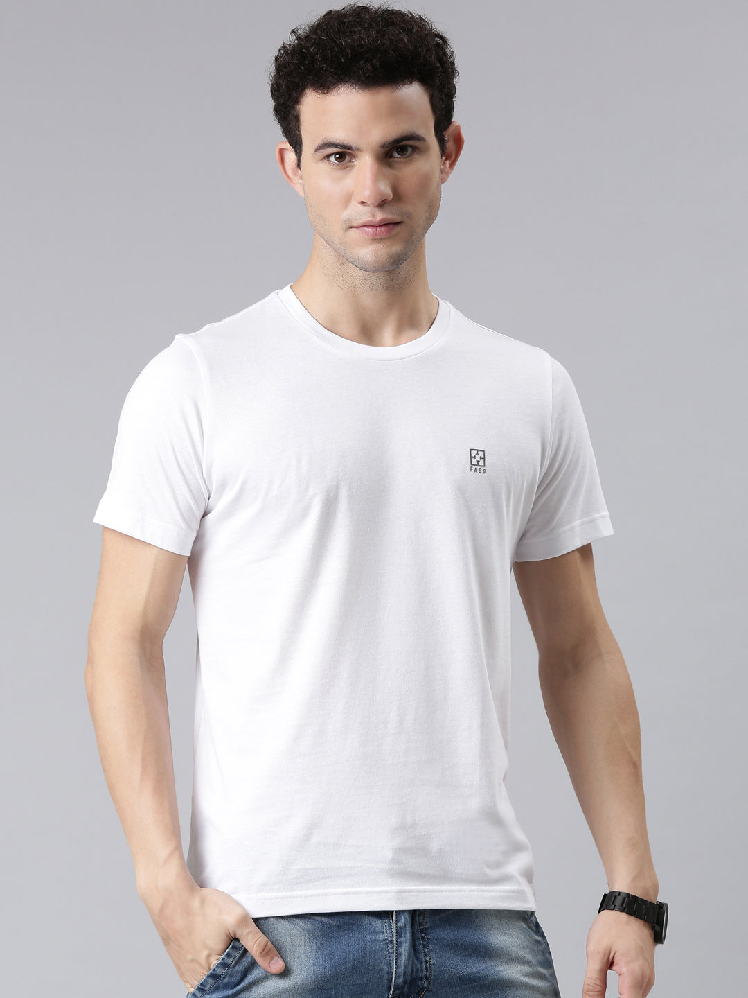 FASO Men’s Cotton Crew Neck Casual T-Shirt