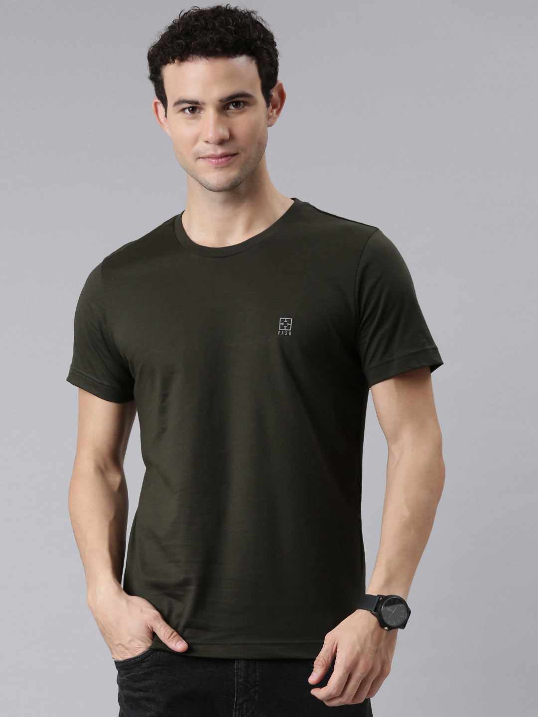 FASO Men’s Cotton Crew Neck Casual T-Shirt