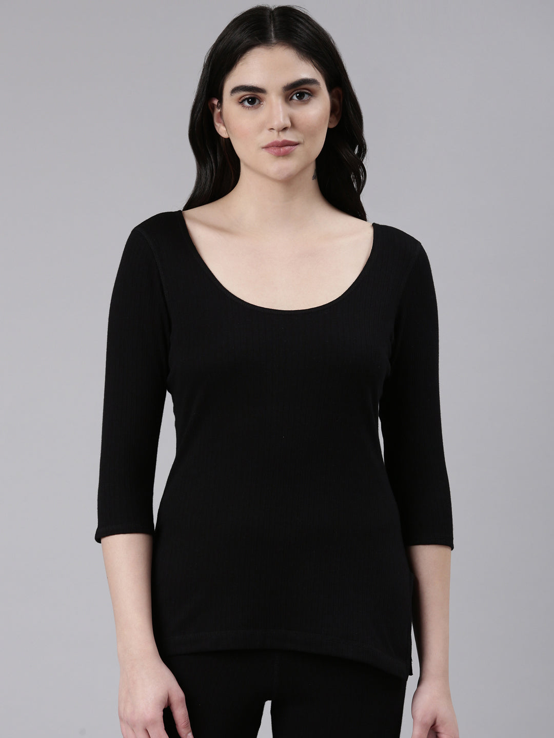 Faso Women's Cotton Blended 3/4 Sleeve Top