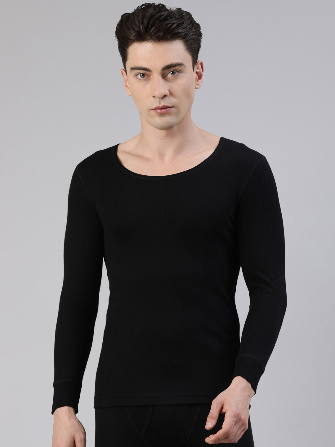 Faso Men's Round Neck Full Sleeve With Rib Thermal T-Shirt