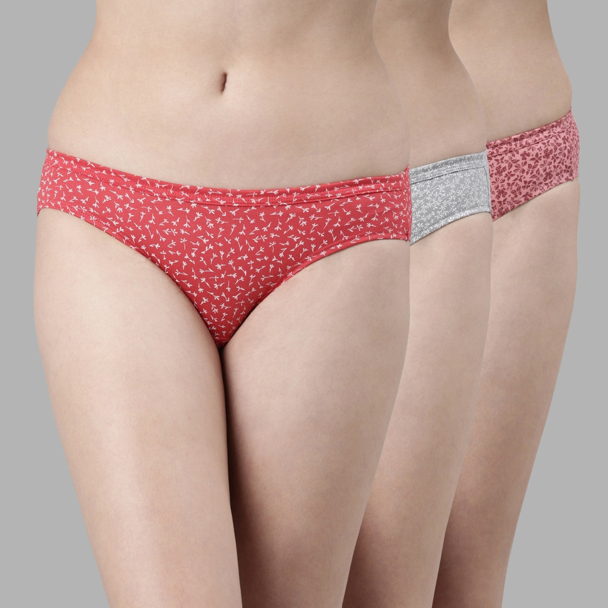 Faso Women's Cotton Inner Elastic Bikini (Pack of 3)