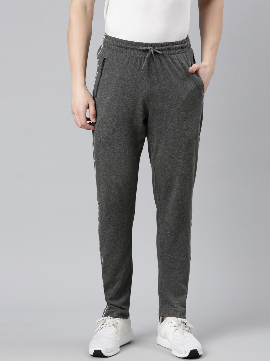 Faso Men's Cotton Side Seam Piping Track Pant