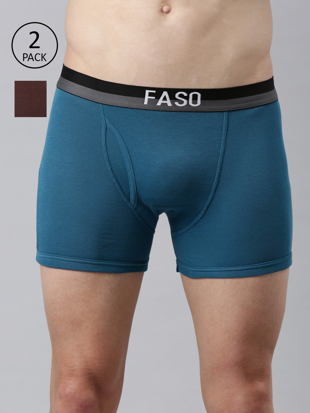 Faso Men's Cotton Outer Elastic Trunk (Pack of 2)