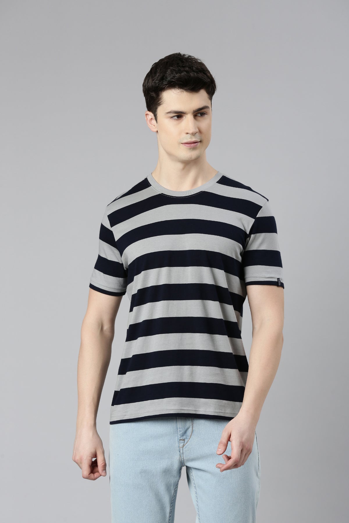 FASO Men’s Yarn Dyed Big Stripe Casual Cotton T-Shirt
