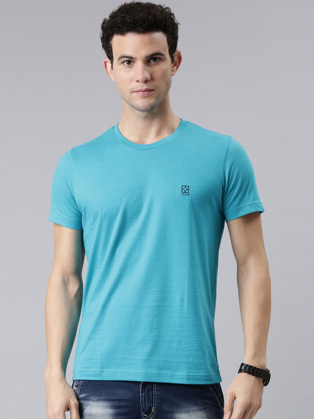 Faso Men’s Cotton Crew Neck Casual T-Shirt