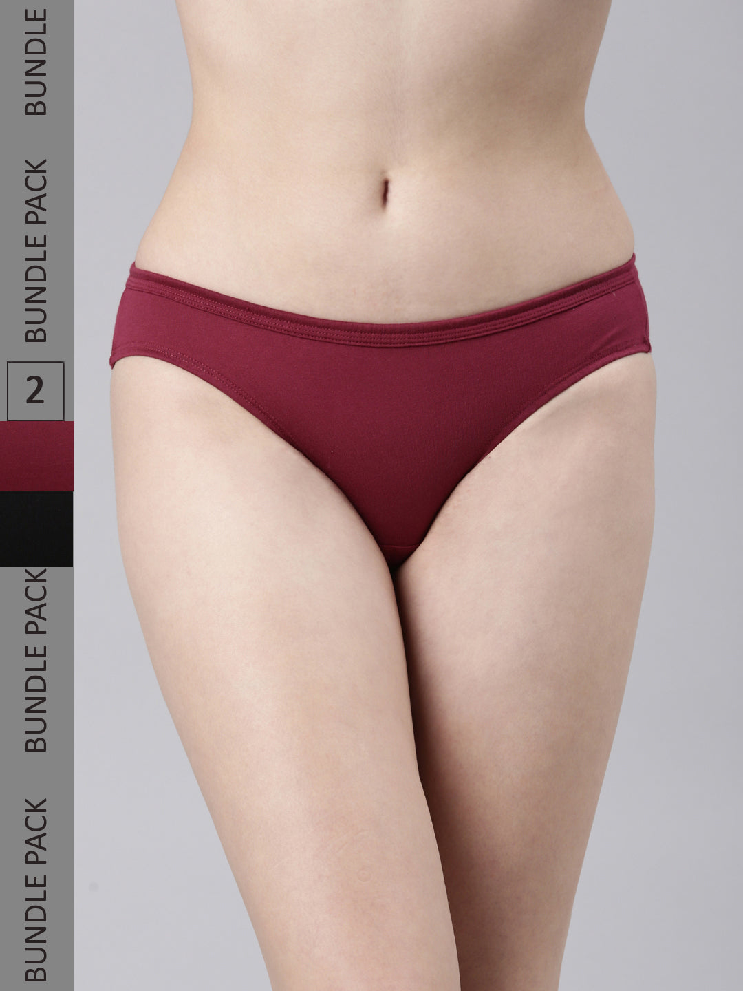 Faso Women's Cotton Inner Elastic Bikini (Pack of 2)