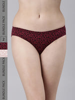 Faso Women's Cotton Inner Elastic Bikini (Pack of 2)