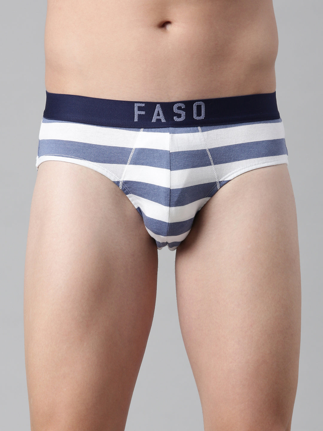 Faso Men's Cotton Yarn Dyed Striped Brief
