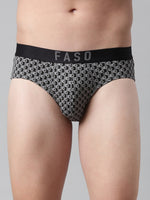 Faso Men's Cotton Outer Elastic All Over Print Brief