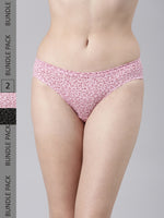 Faso Women's Cotton Inner Elastic Bikini (Pack of 2)