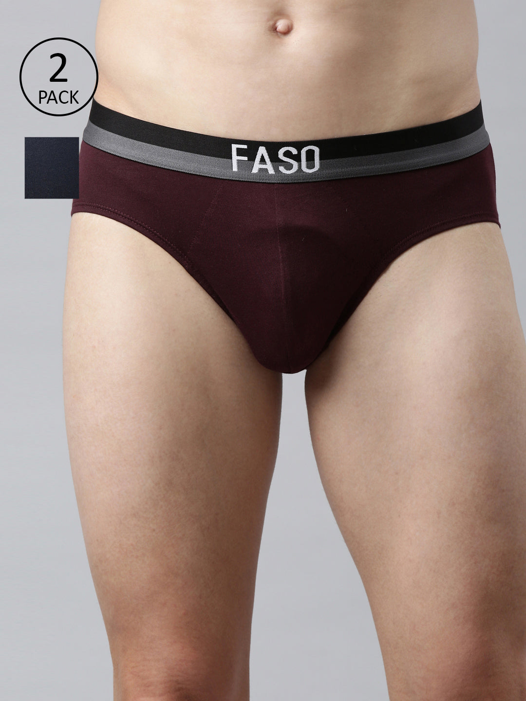 Faso Men's Cotton Outer Elastic Brief(Pack of 2)