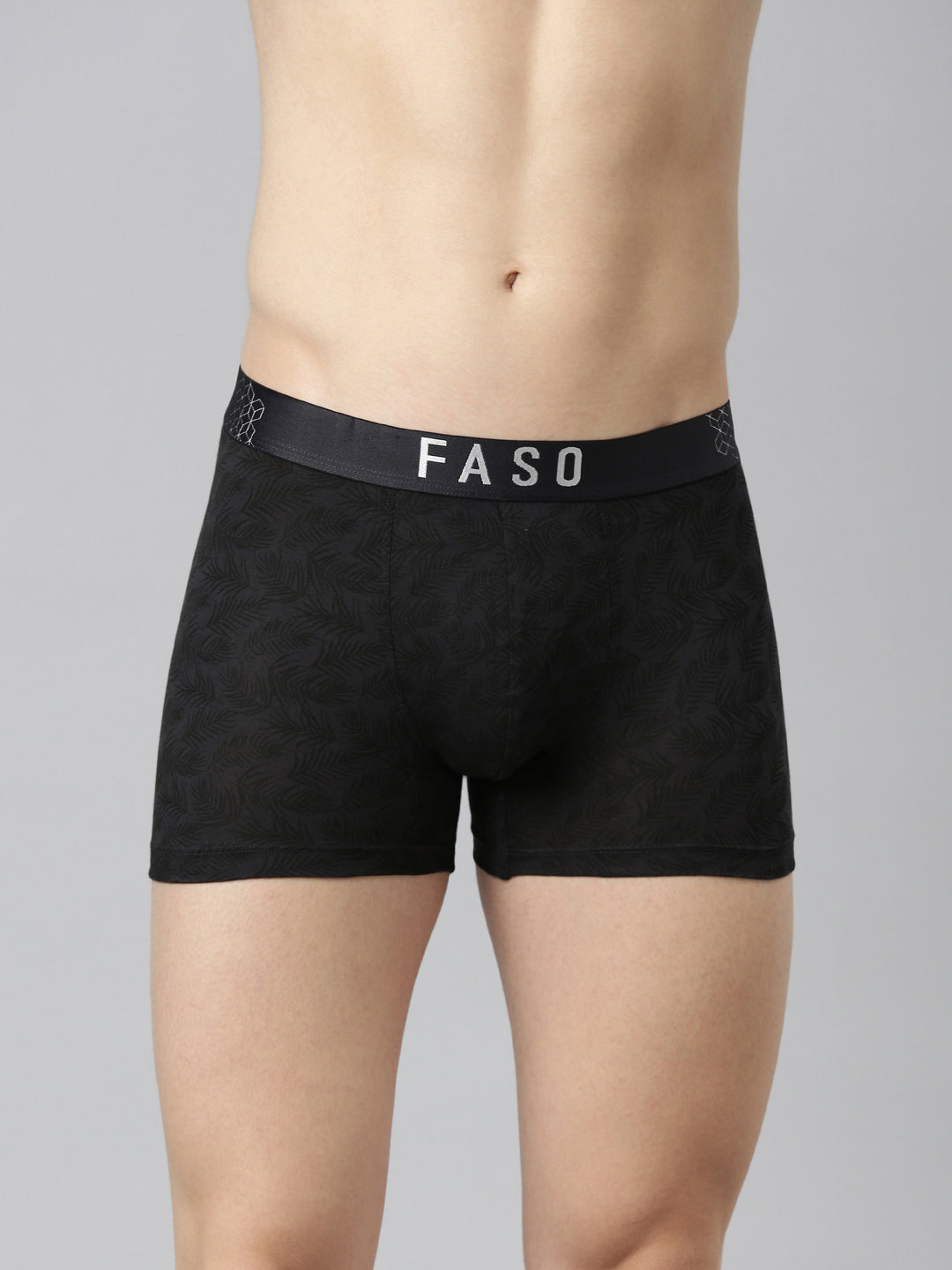 Faso Men's Cotton Stretch All Over Print Trunks