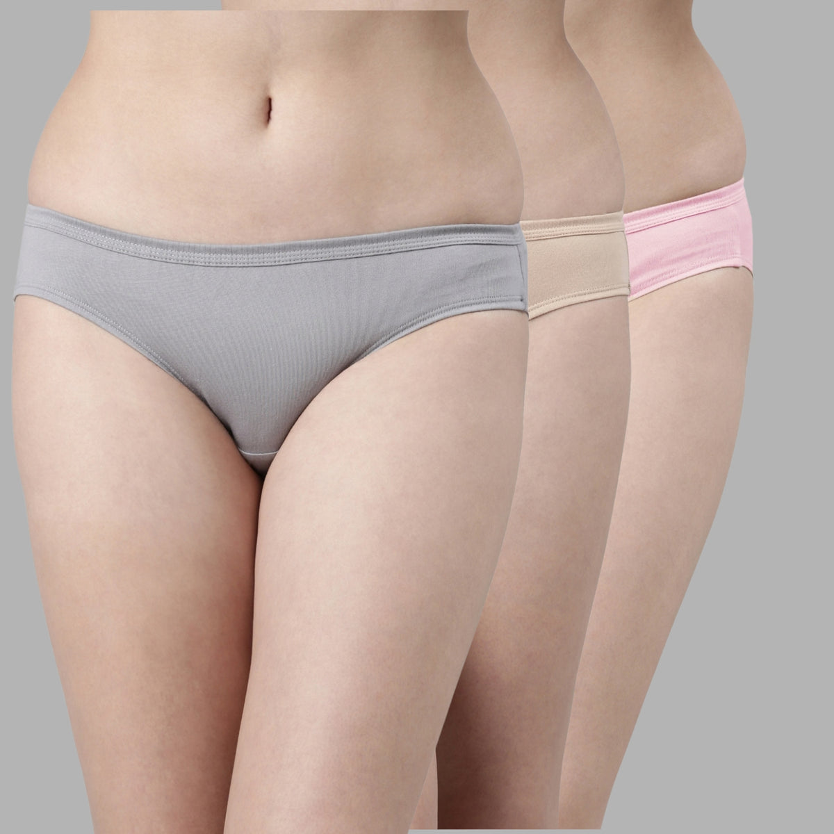 Faso Women's Cotton Inner Elastic Bikini (Pack of 3)