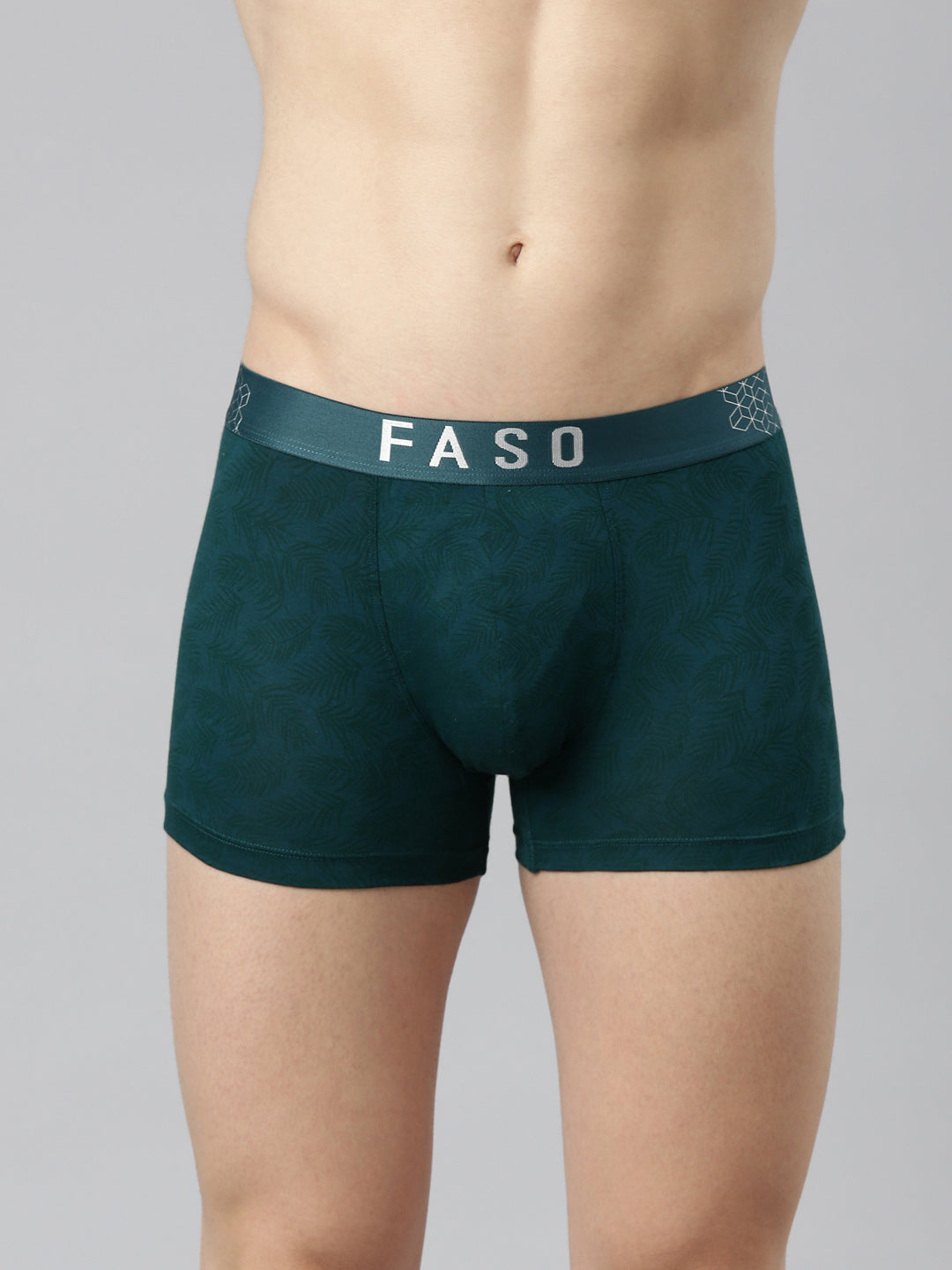 Faso Men's Cotton Stretch All Over Print Trunks