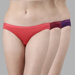 Faso Women's Cotton Outer Elastic Bikini (Pack of 3)