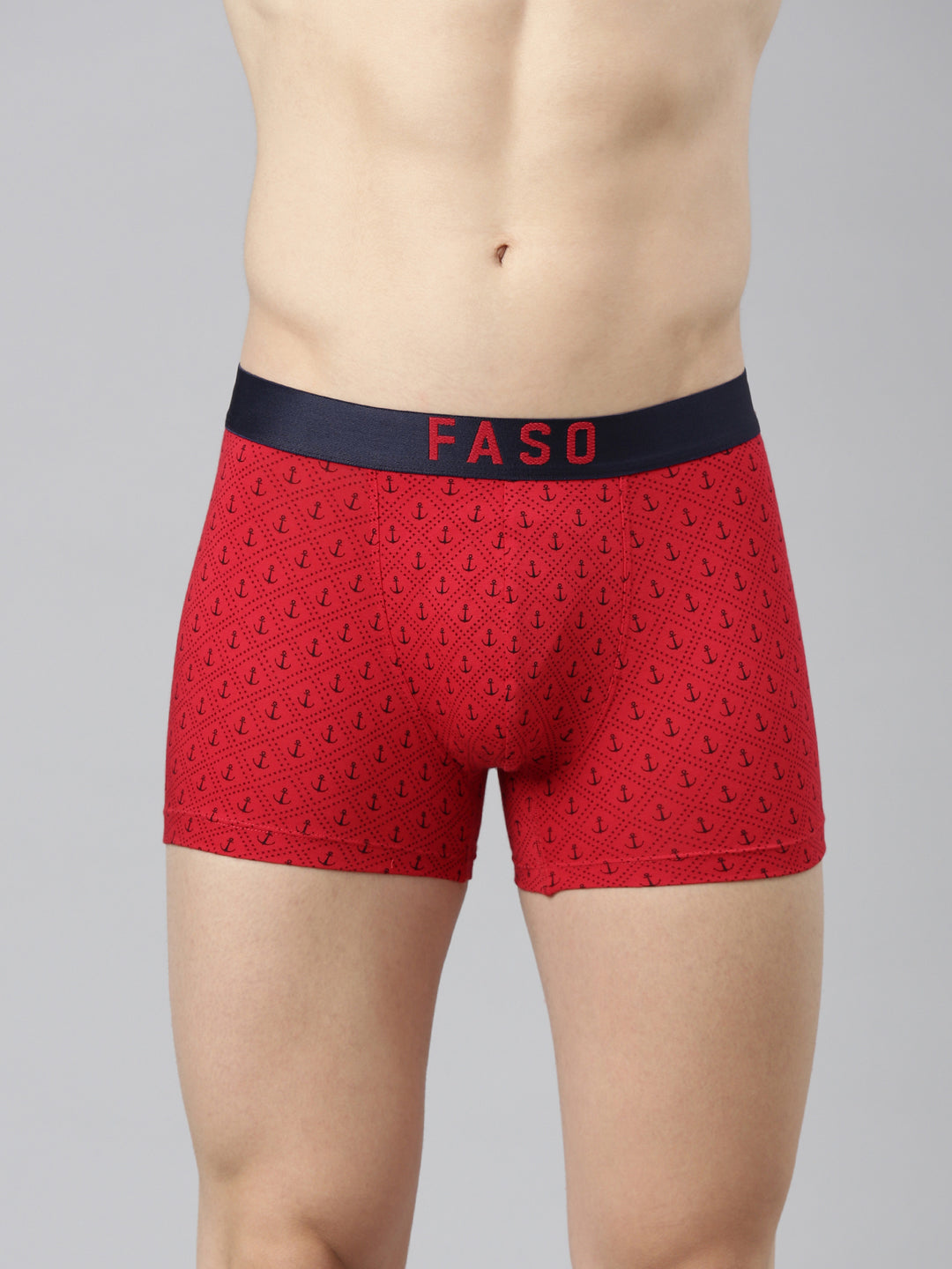 Faso Men's Cotton Outer Elastic All Over Print Trunk