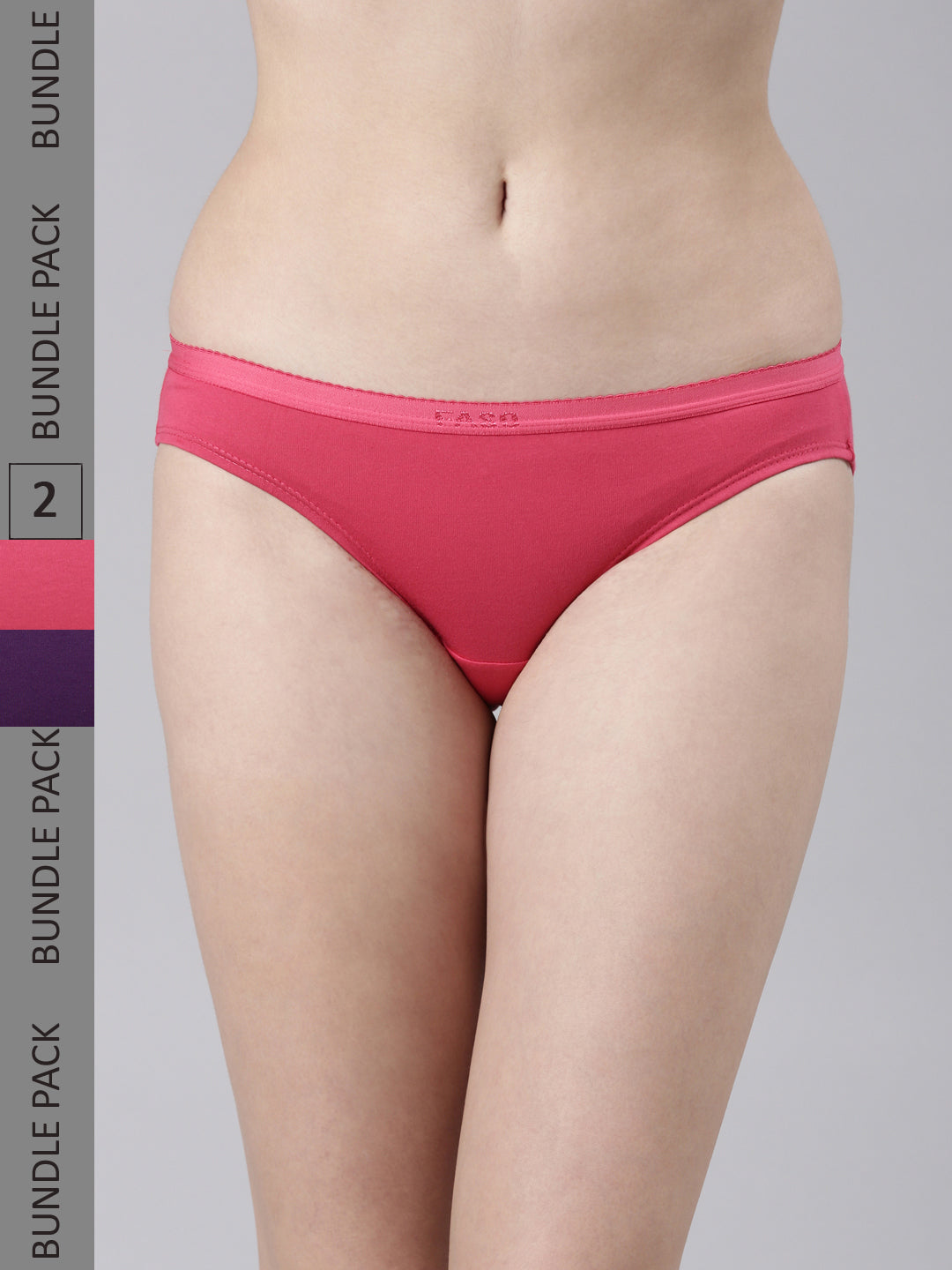 Faso Women's Cotton Outer Elastic Bikini (Pack of 2)