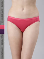 Faso Women's Cotton Outer Elastic Bikini (Pack of 2)