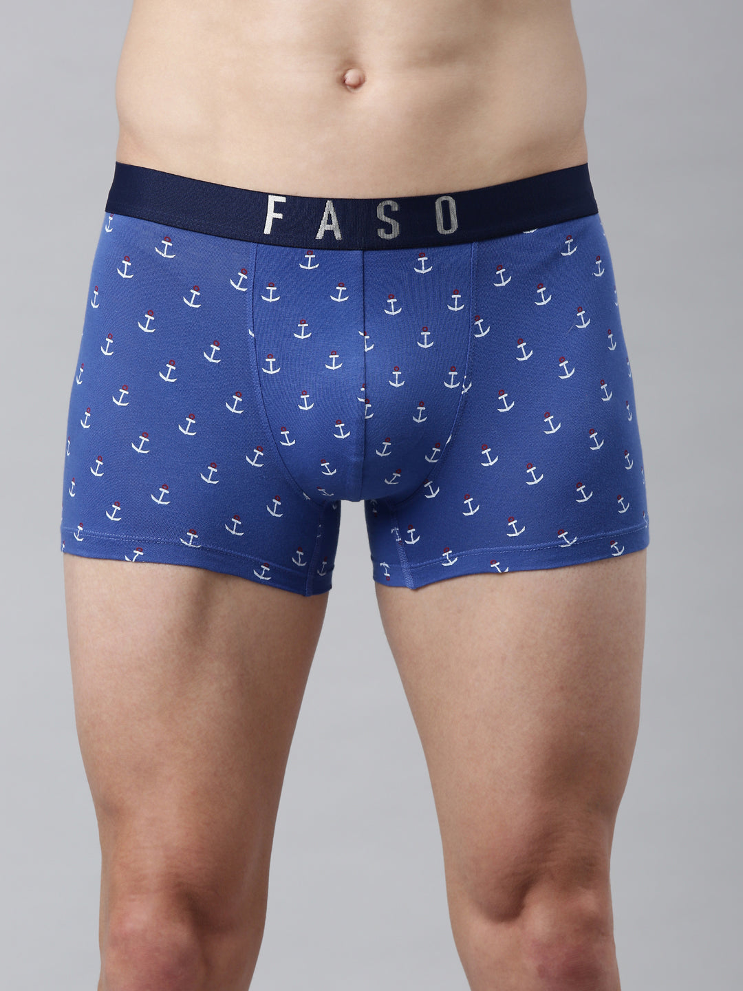 Faso Men's Cotton Stretch All Over Print Trunks