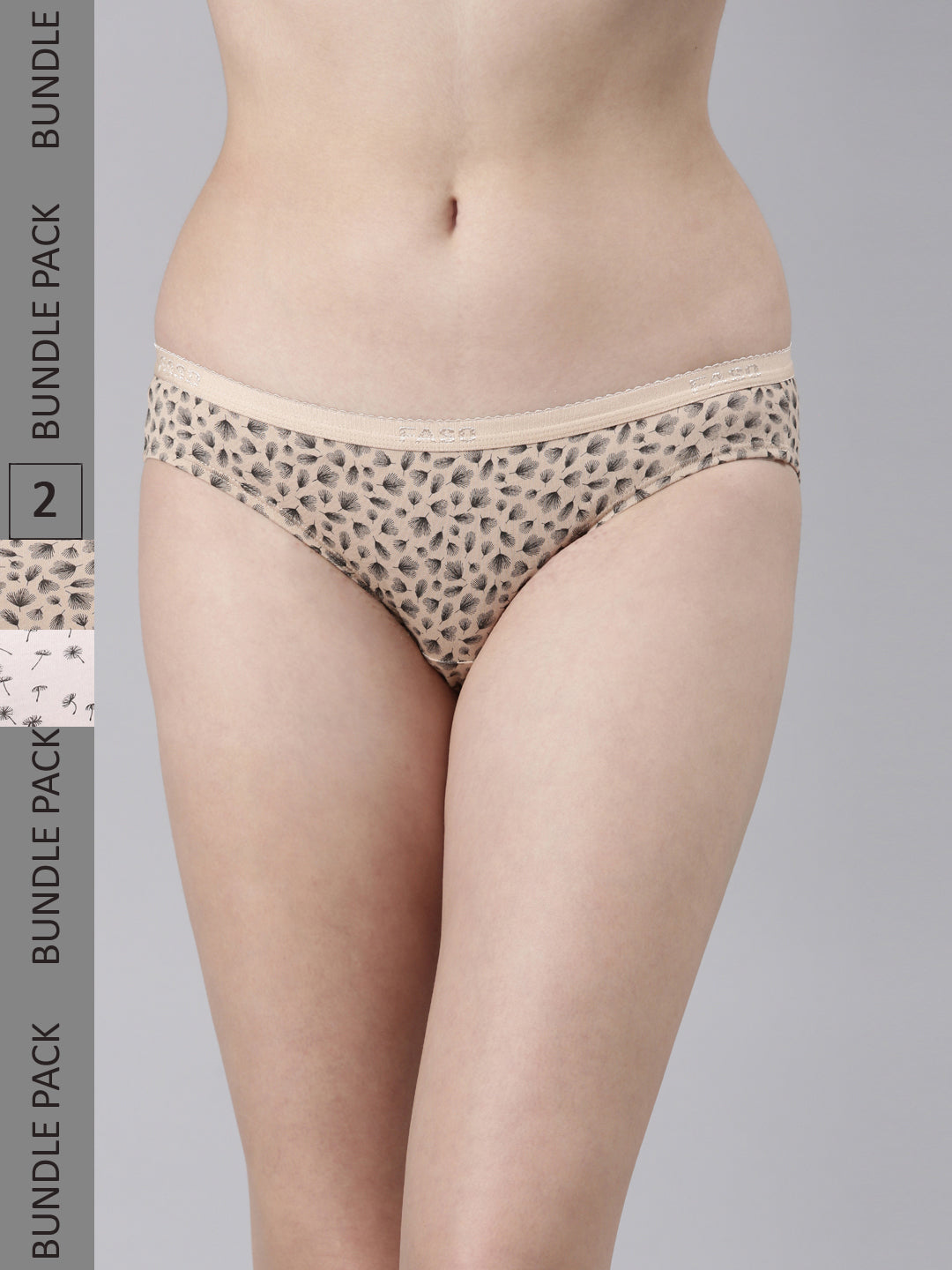 Faso Women's Cotton Outer Elastic Bikini (Pack of 2)