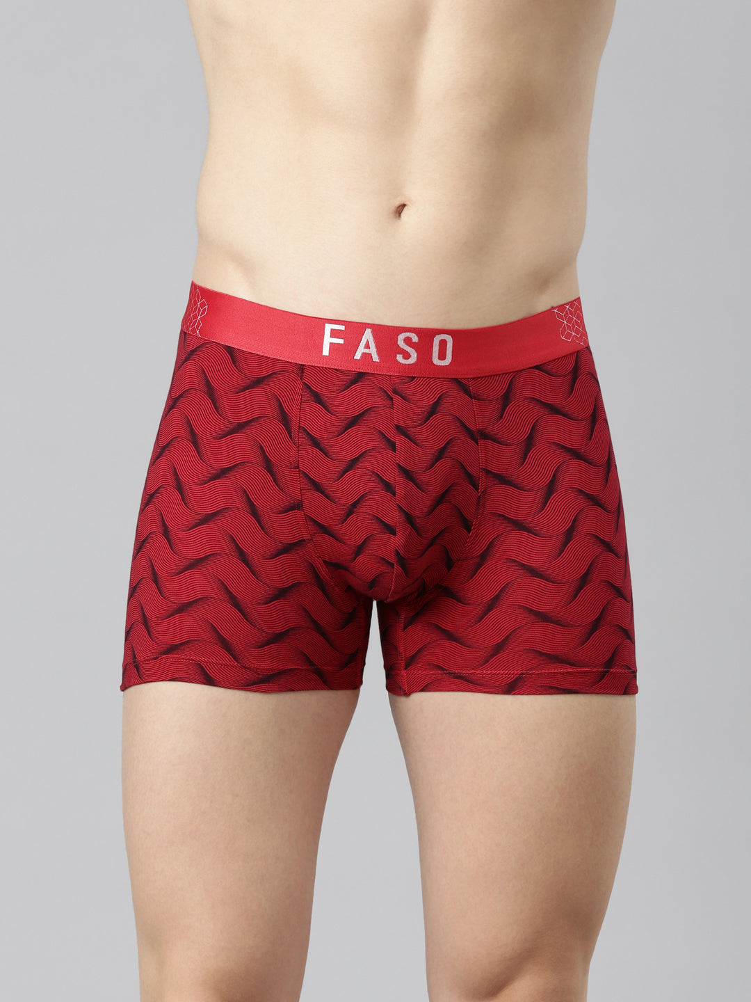 Faso Men's Cotton Stretch All Over Print Trunks