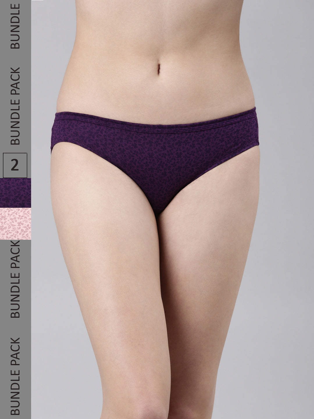 Faso Women's Cotton Inner Elastic Bikini (Pack of 2)