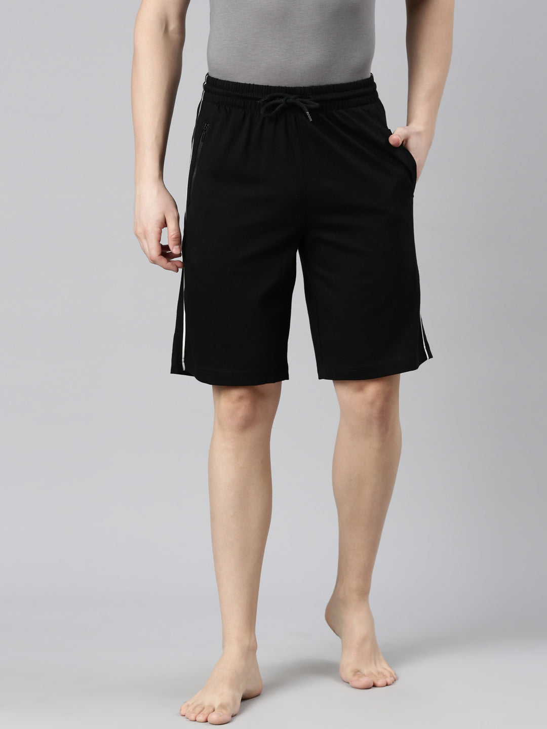 Faso Men's Cotton Side Seam Piping Bermuda Shorts