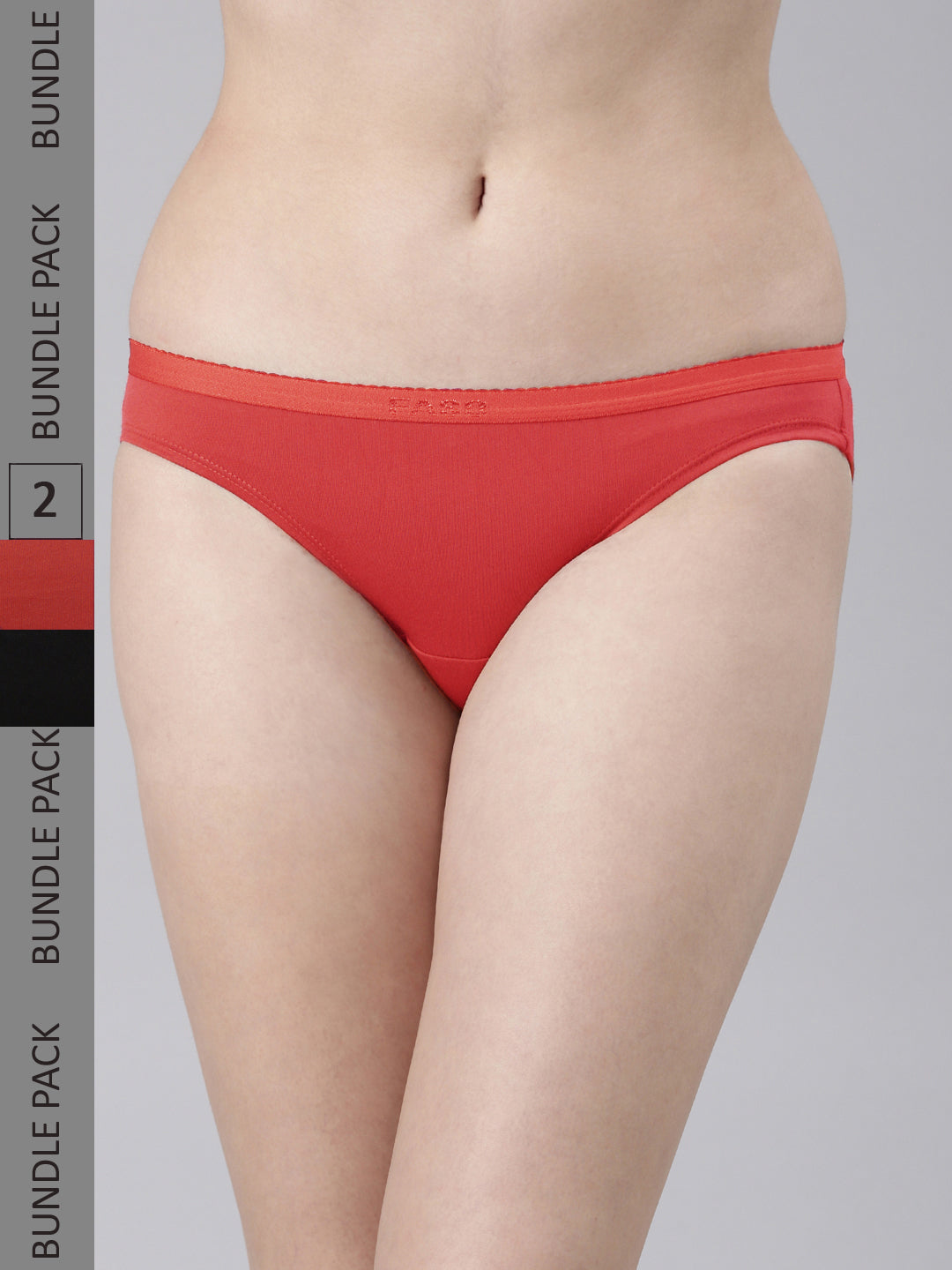 Faso Women's Cotton Outer Elastic Bikini (Pack of 2)