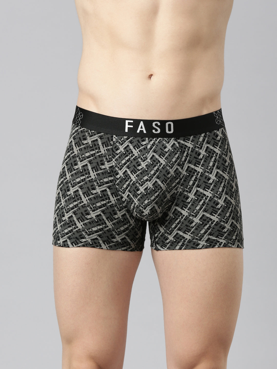 Faso Men's Cotton Stretch All Over Print Trunks