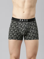 Faso Men's Cotton Stretch All Over Print Trunks