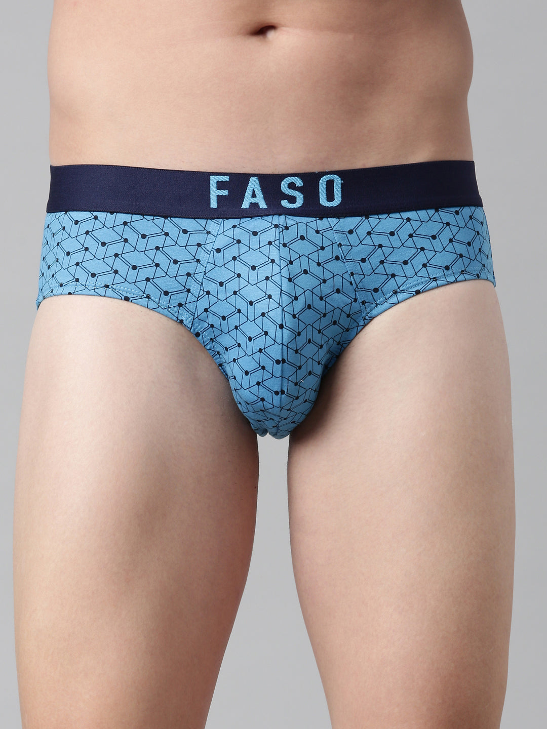 Faso Men's Cotton Outer Elastic All Over Print Brief