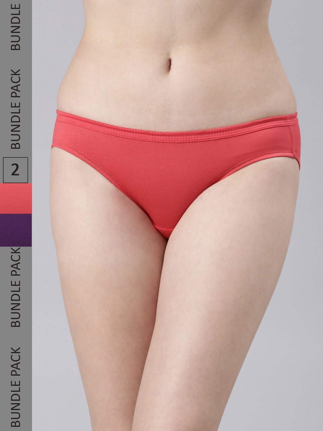 Faso Women's Cotton Inner Elastic Bikini (Pack of 2)