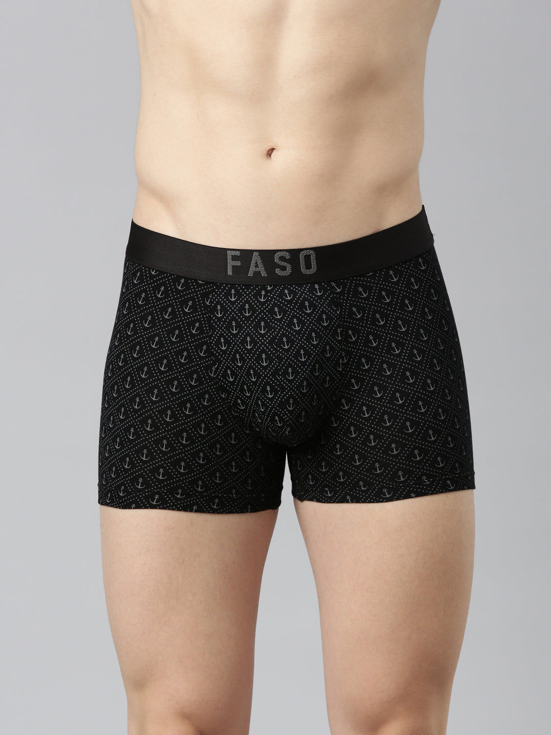 Faso Men's Cotton Outer Elastic All Over Print Trunk